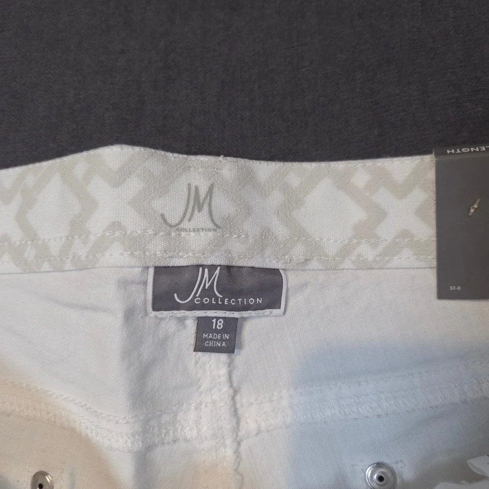 JM Collection Straight Leg Pants Womens 18 White Comfort Waistband Regular